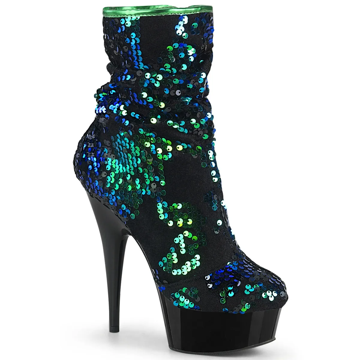 6 Inch Heel DELIGHT-1004 Green Sequins