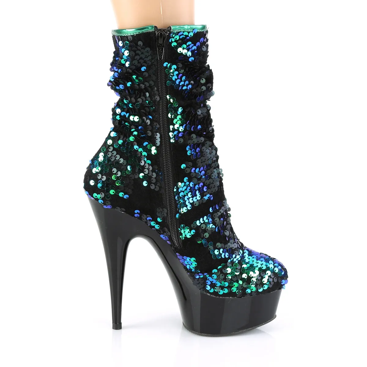 6 Inch Heel DELIGHT-1004 Green Sequins