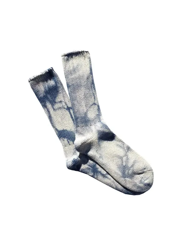 Anonymous Ism Uneven Dye Crew Socks Navy