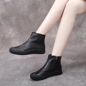 Babakud Retro Flat Bottom Hollow Leather Boots