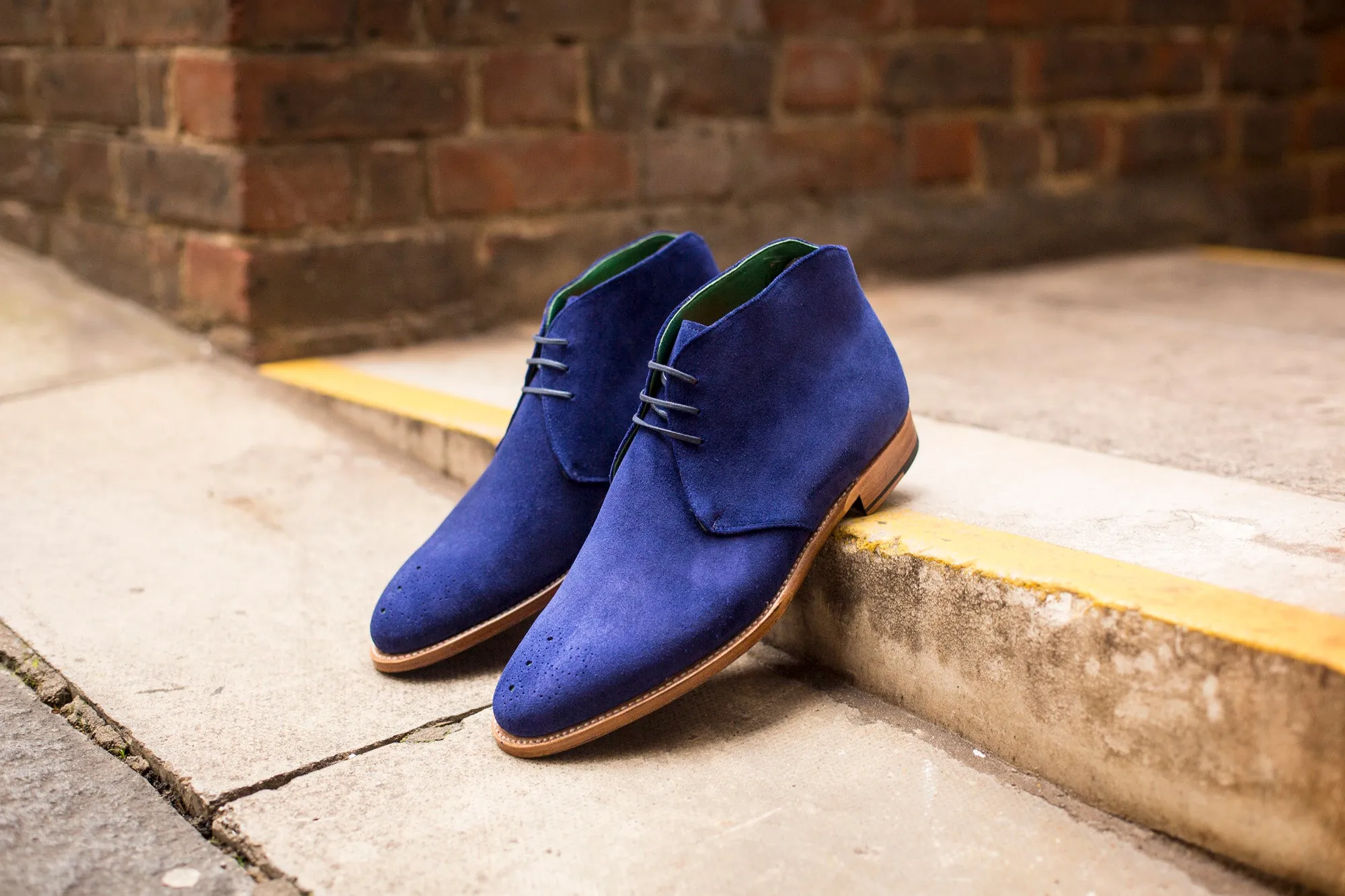 Ballard - MTO - Vivid Blue Suede - TMG Last - Natural Single Leather Sole