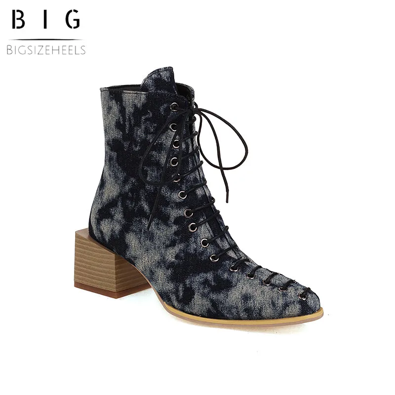 Bigsizeheels Calfskin lace-up Martin boots - Camo