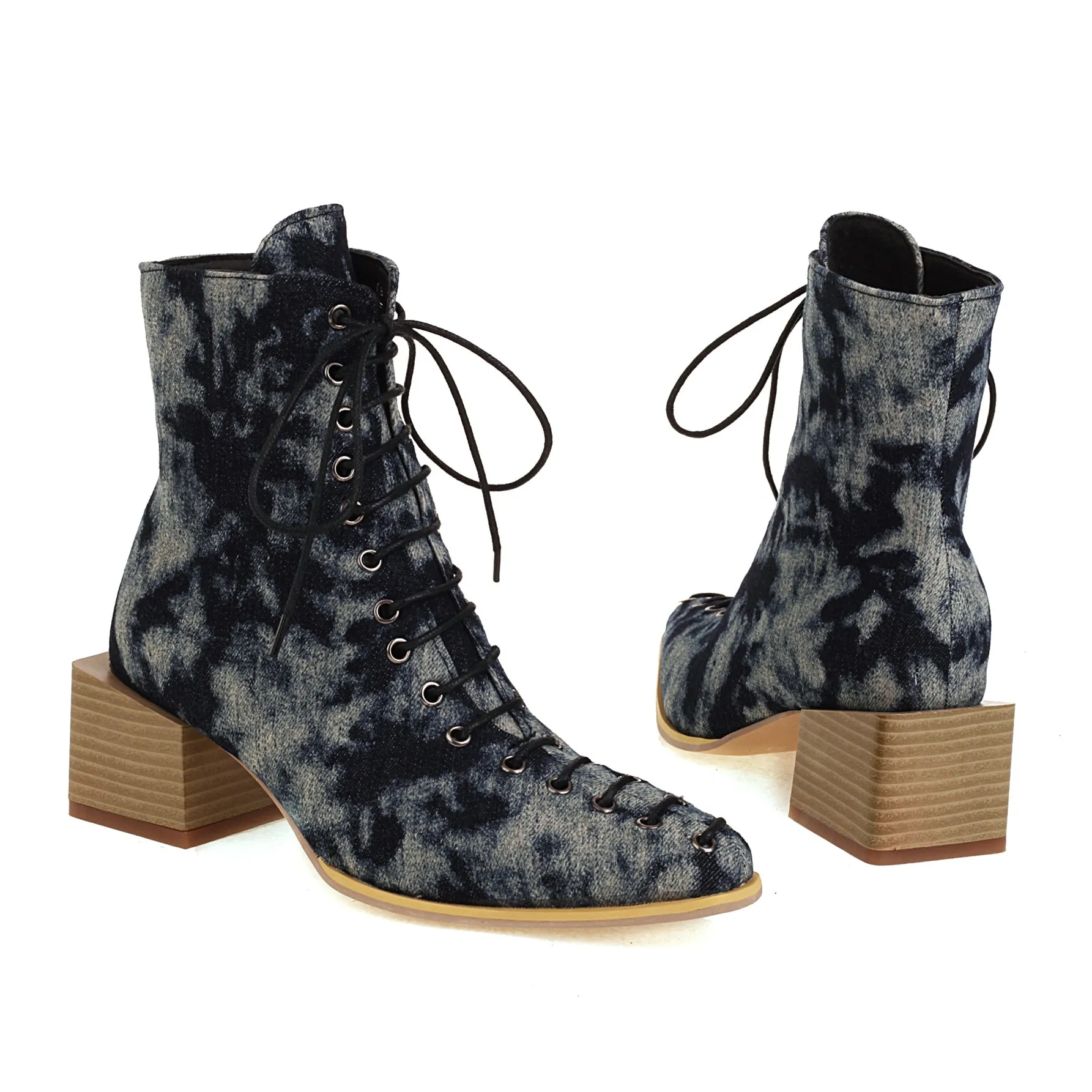 Bigsizeheels Calfskin lace-up Martin boots - Camo