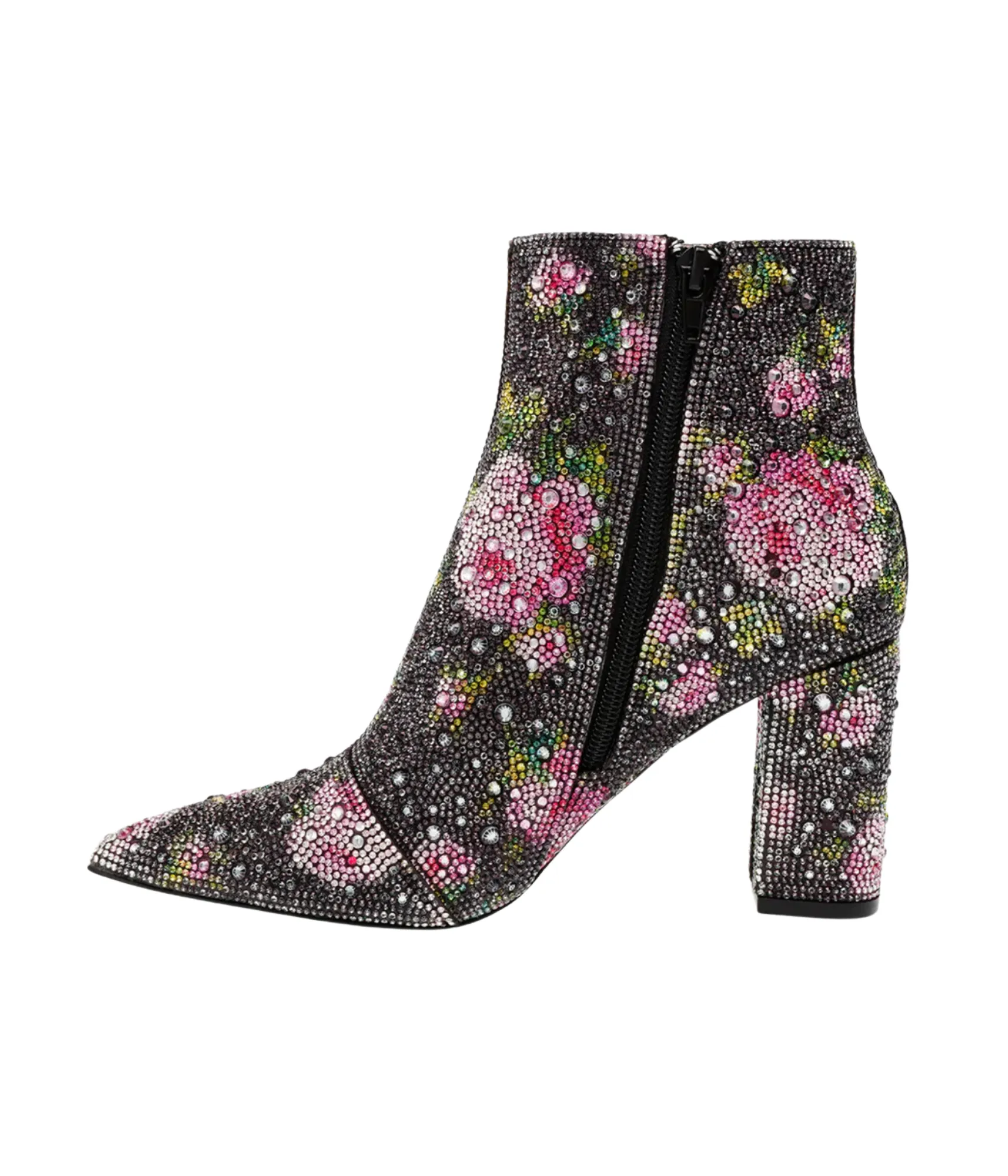 Cady Rhinestone Bootie in Black Floral