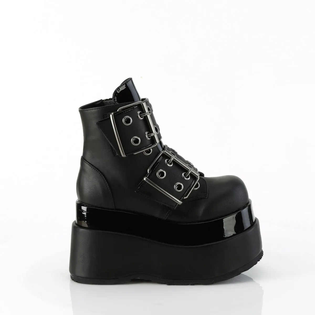 Demonia BEAR-104 | Black Vegan Leather Ankle Boots