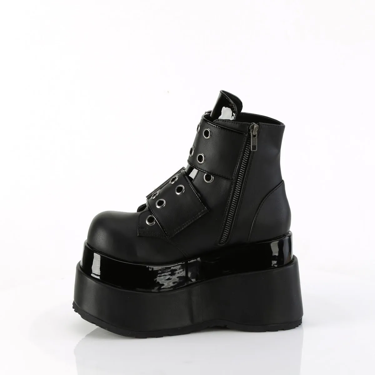 Demonia BEAR-104 | Black Vegan Leather Ankle Boots