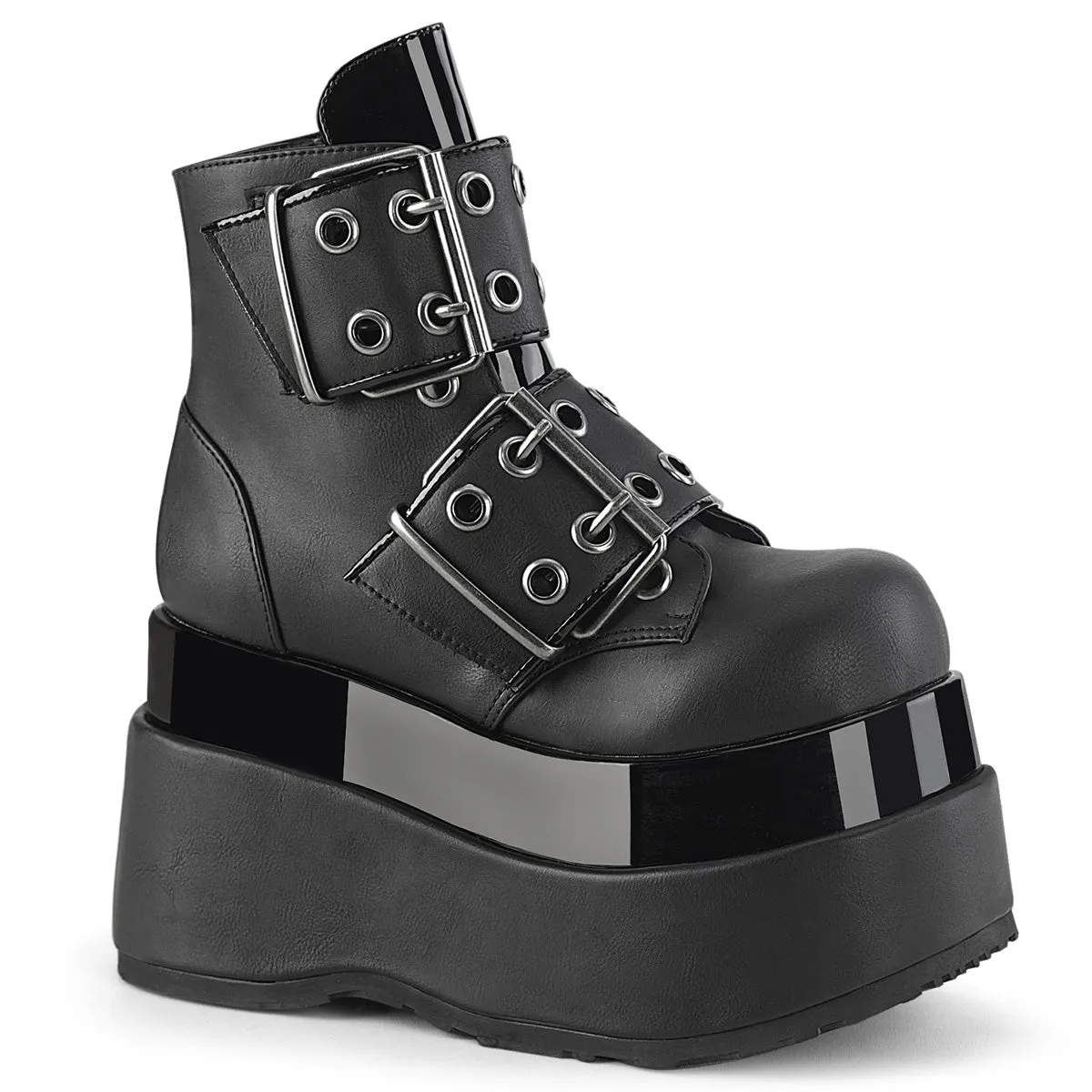 Demonia BEAR-104 | Black Vegan Leather Ankle Boots