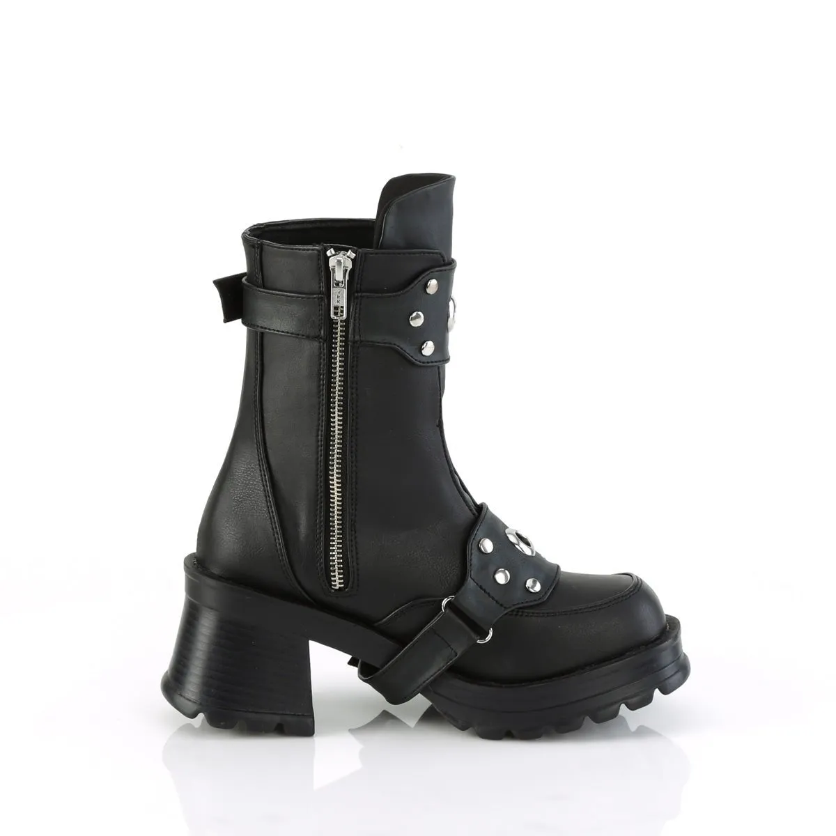 Demonia BRATTY-56 | Black Vegan Leather Ankle Boots