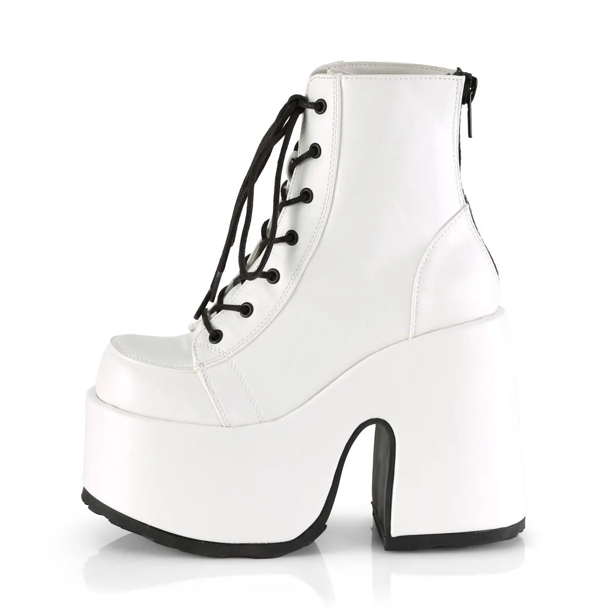 Demonia CAMEL-203 | White Vegan Leather Ankle Boots