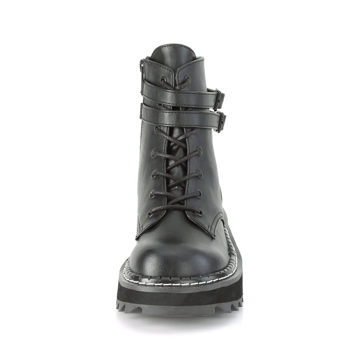 Demonia LILITH-152 | Black Vegan Leather Ankle Boots