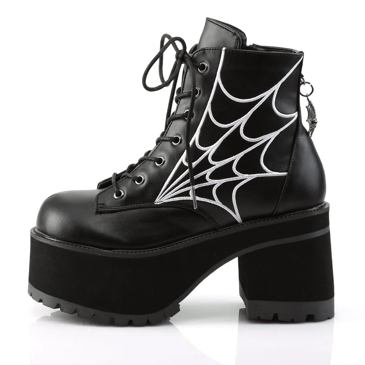 Demonia RANGER-105 | Black Vegan Leather Ankle Boots