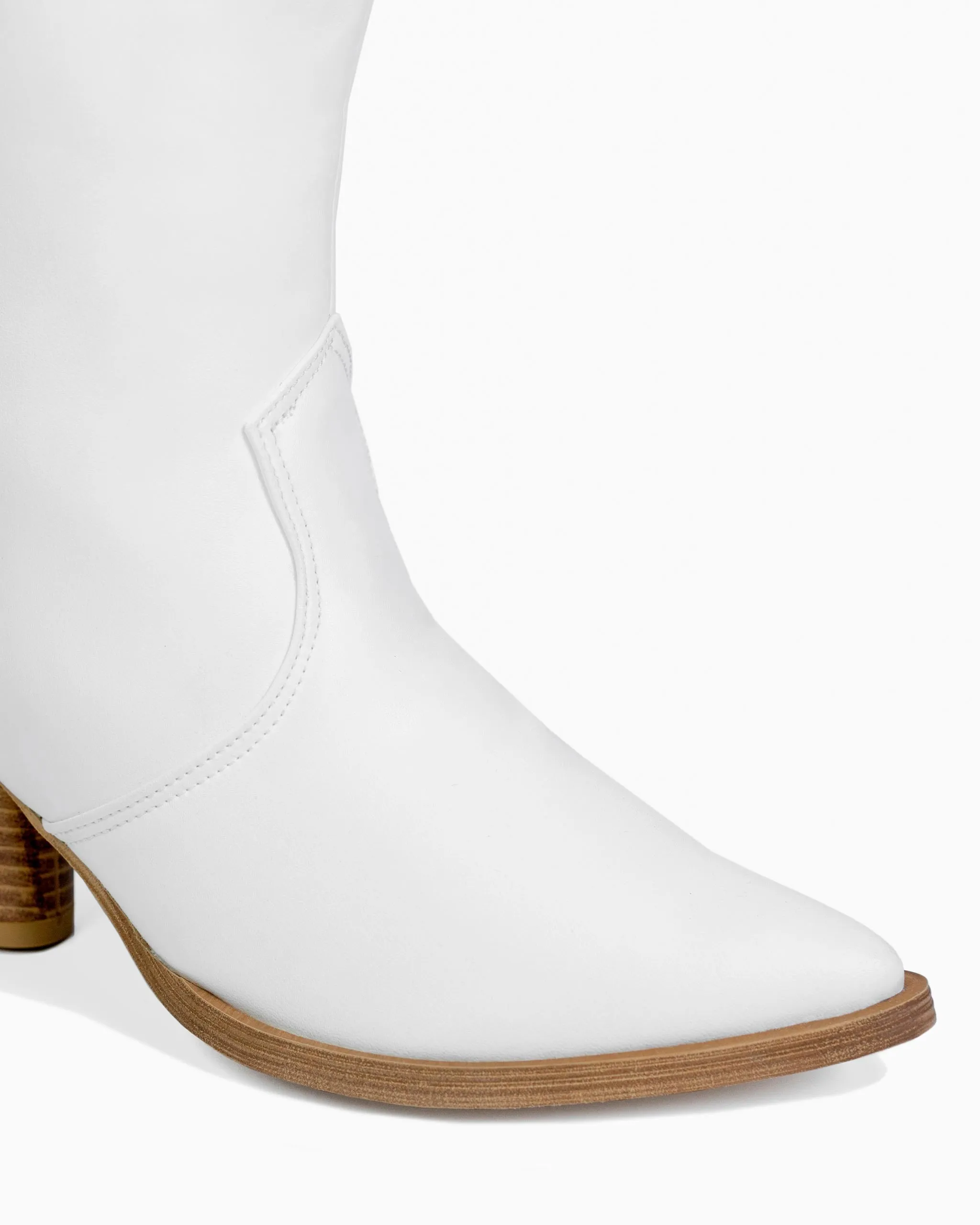 Desserto Vegan Leather Heeled Cowboy Boots | White Nopal