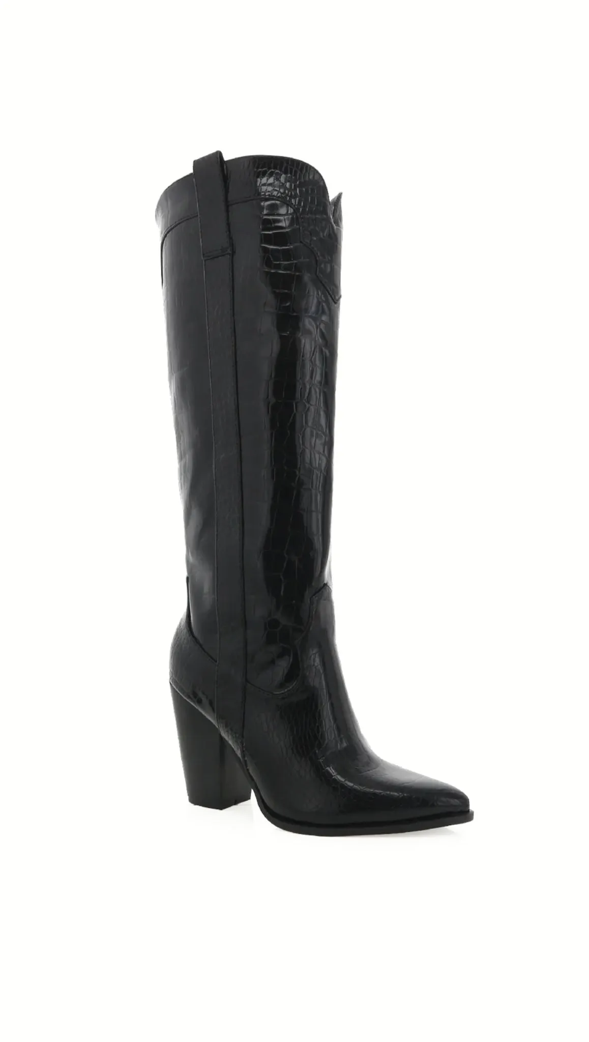 Francoise Boot - Shiny Black Croc