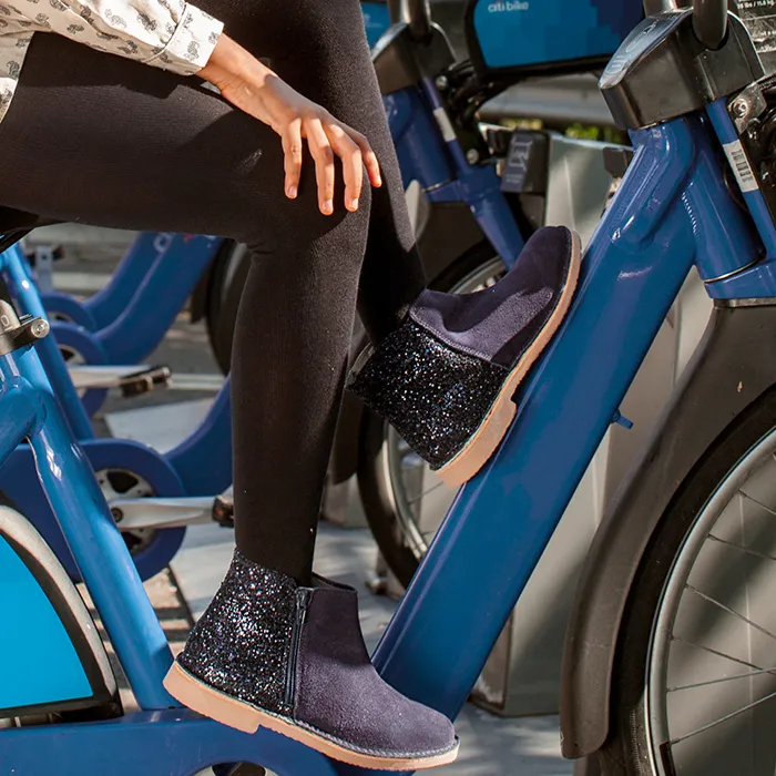 Glitter and Suede Chelsea Boots in Navy