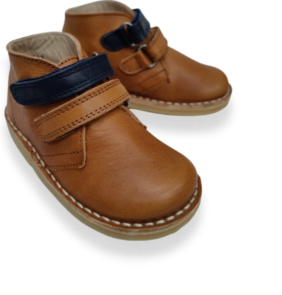 Infant Boys Boots Petasil Tan/Blue Double Strap Kimmy 21760 sale