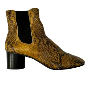 Isabel Marant Brand New 485 Ochre Faux Snakeskin Ankle Boots 38