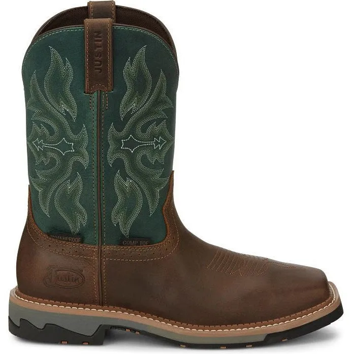 Justin Men's Bolt 11" Comp Toe WP Western Work Boot -Tan- SE4105