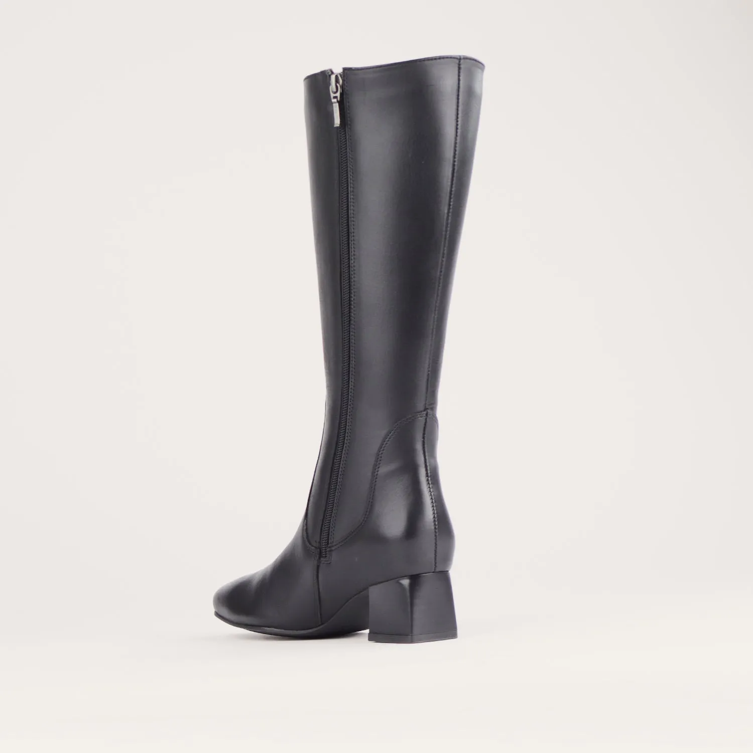 Knee High Block Heel Boot in Black - 12608