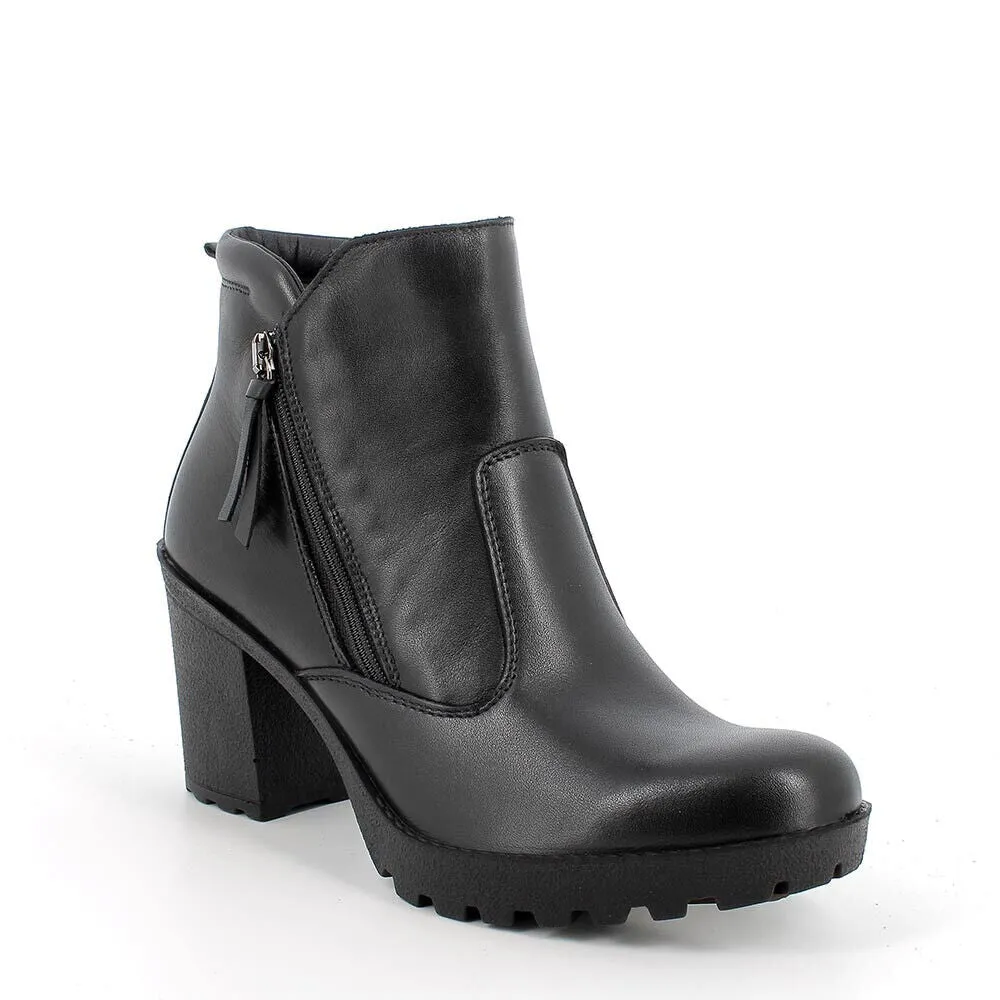 Ladies IGI & Co Boot Black Leather Chunky Zip 4661700 sale