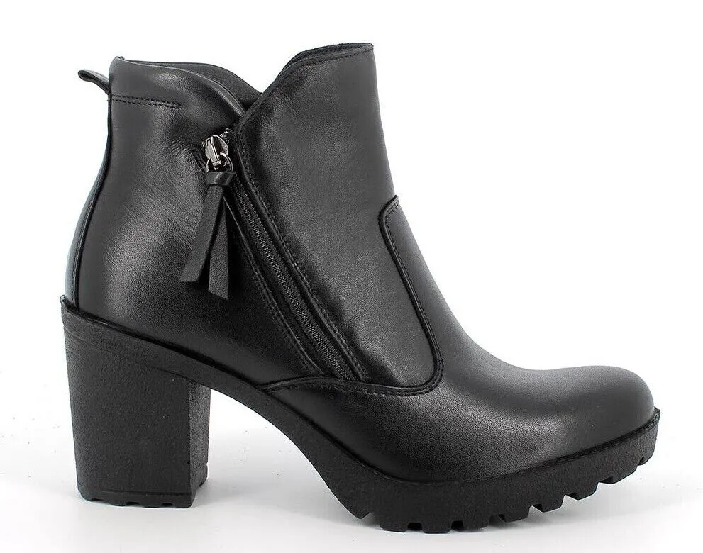 Ladies IGI & Co Boot Black Leather Chunky Zip 4661700 sale