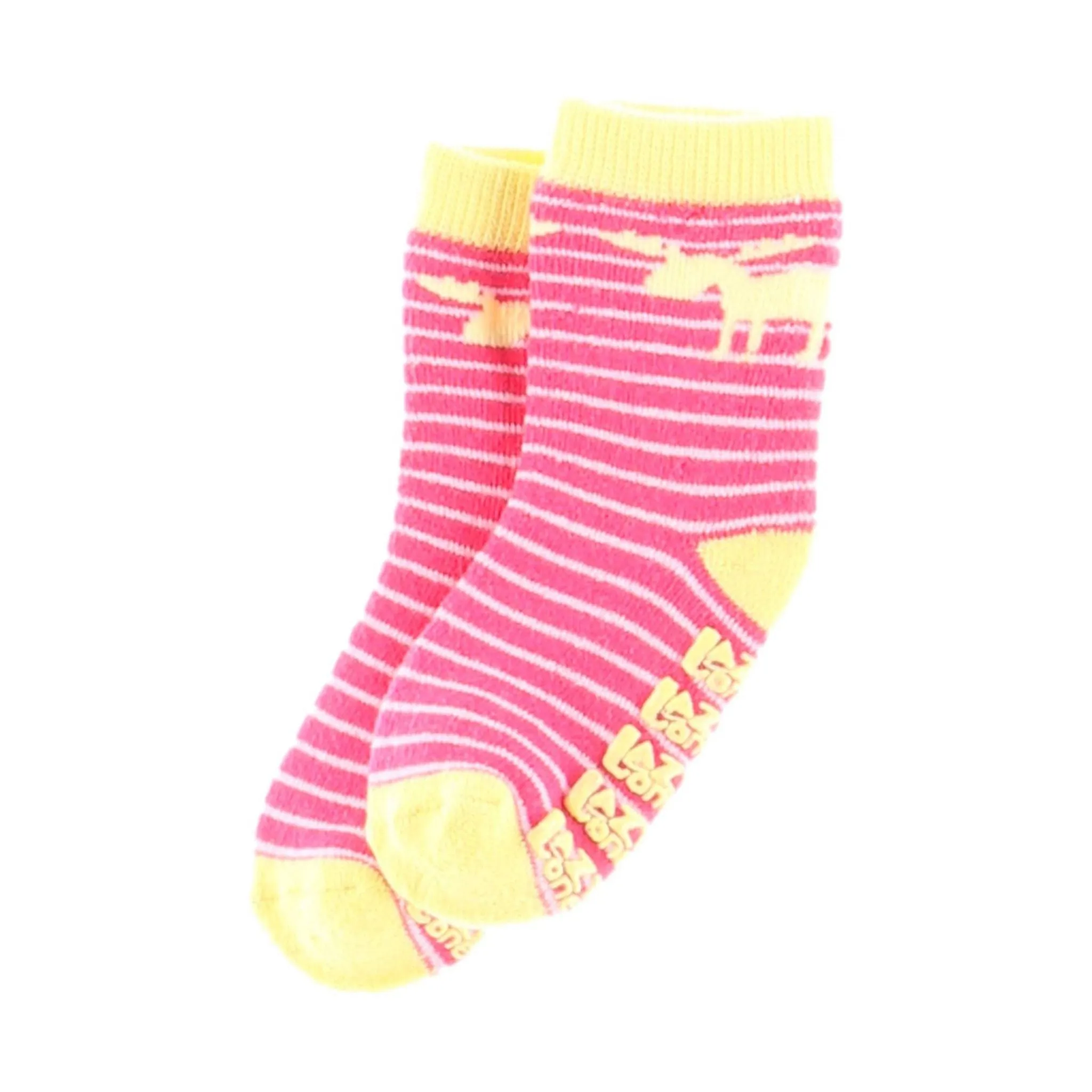 Lazy One Moose Stripe Infant Sock - Pink/Yellow