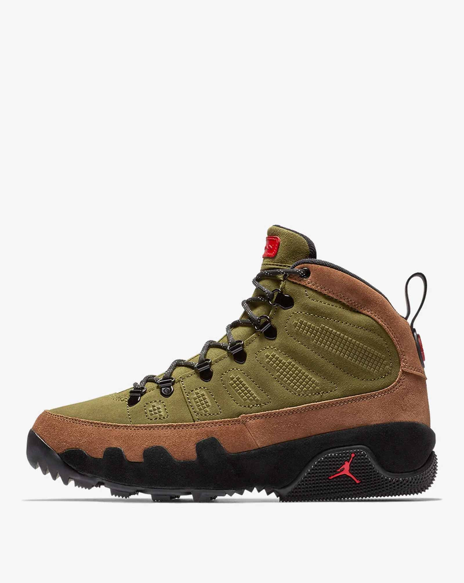 Nike Men's Air Jordan Retro 9 NRG Boot Shoes - Military Brown / Legion Green