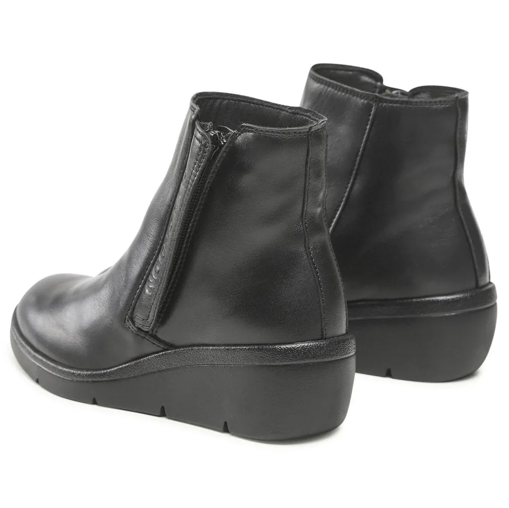 Nula550Fly Leather Women's Wedge Heel Zip Up Ankle Boots