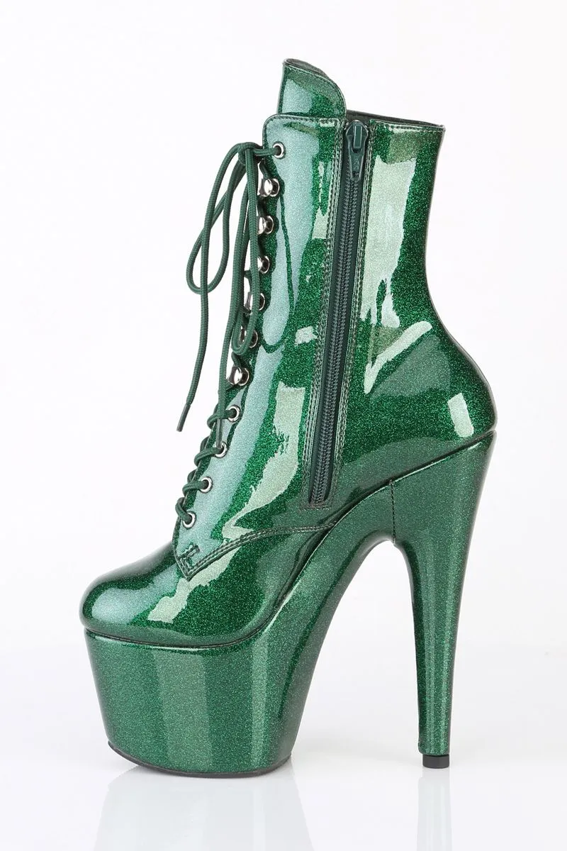 Pleaser USA Adore-1020GP 7inch Pleaser Boots - Emerald Green Glitter