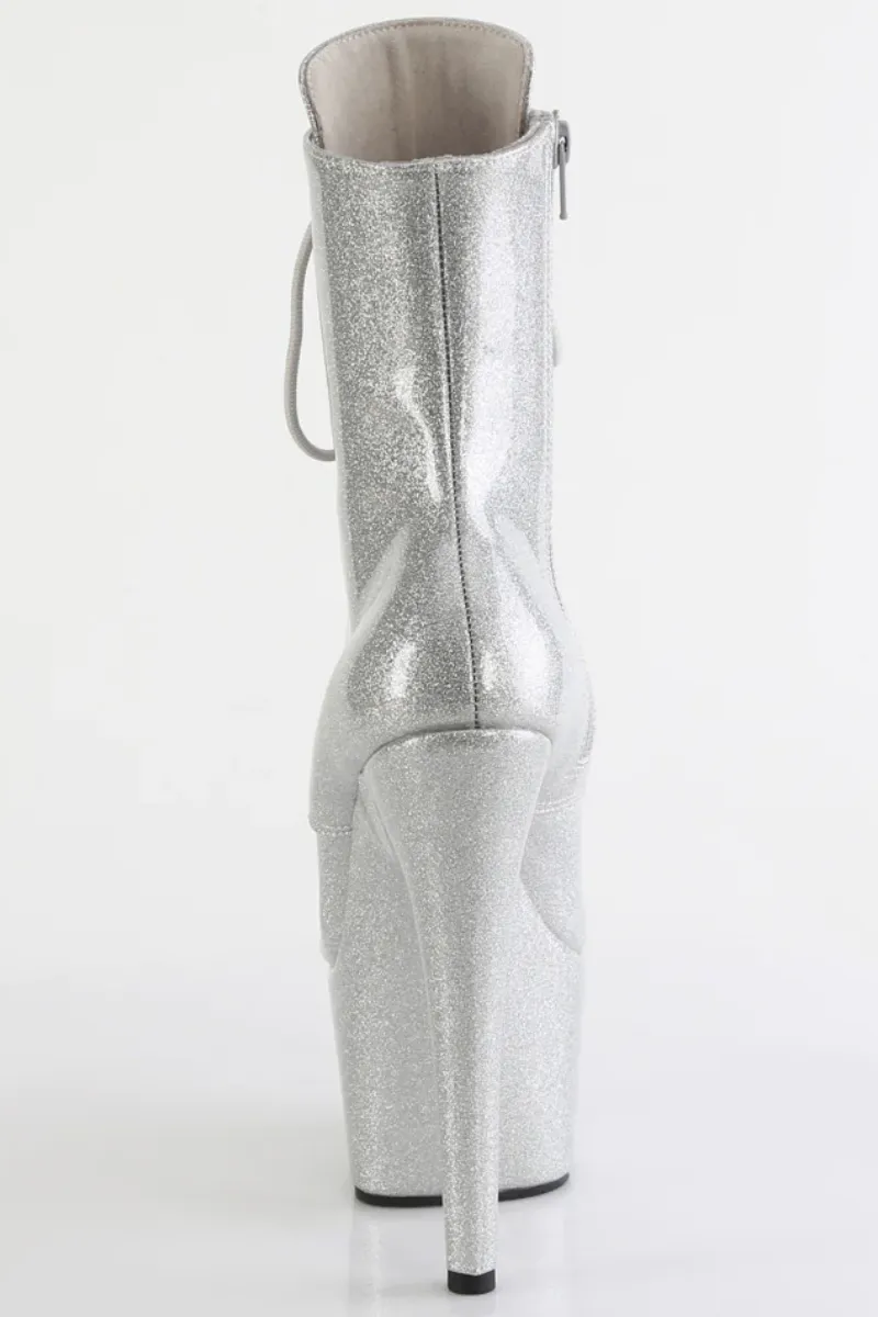 Pleaser USA Adore-1020GP 7inch Pleaser Boots - Silver Glitter