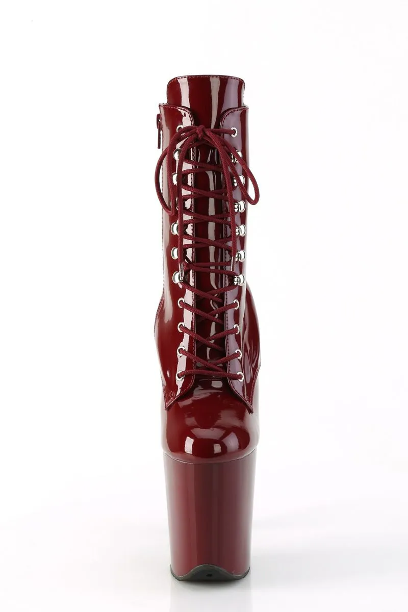 Pleaser USA Flamingo-1020 8inch Pleaser Boots - Patent Burgundy