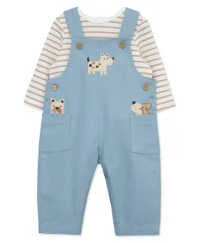 Puppies Woven Overall Set (3M-12M)