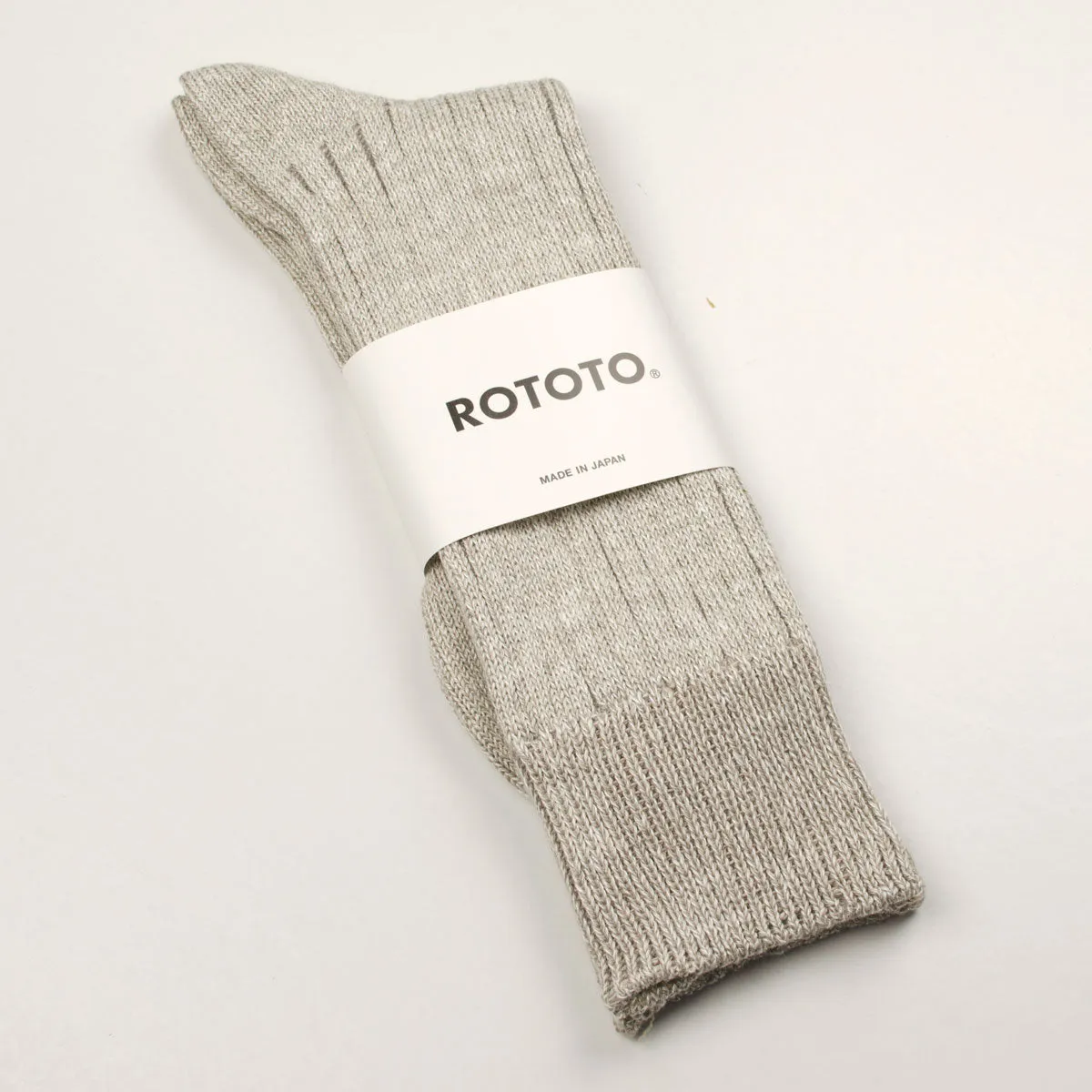 RoToTo - Linen Cotton Rib Crew Socks - Grayge