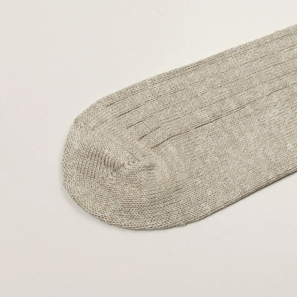 RoToTo - Linen Cotton Rib Crew Socks - Grayge