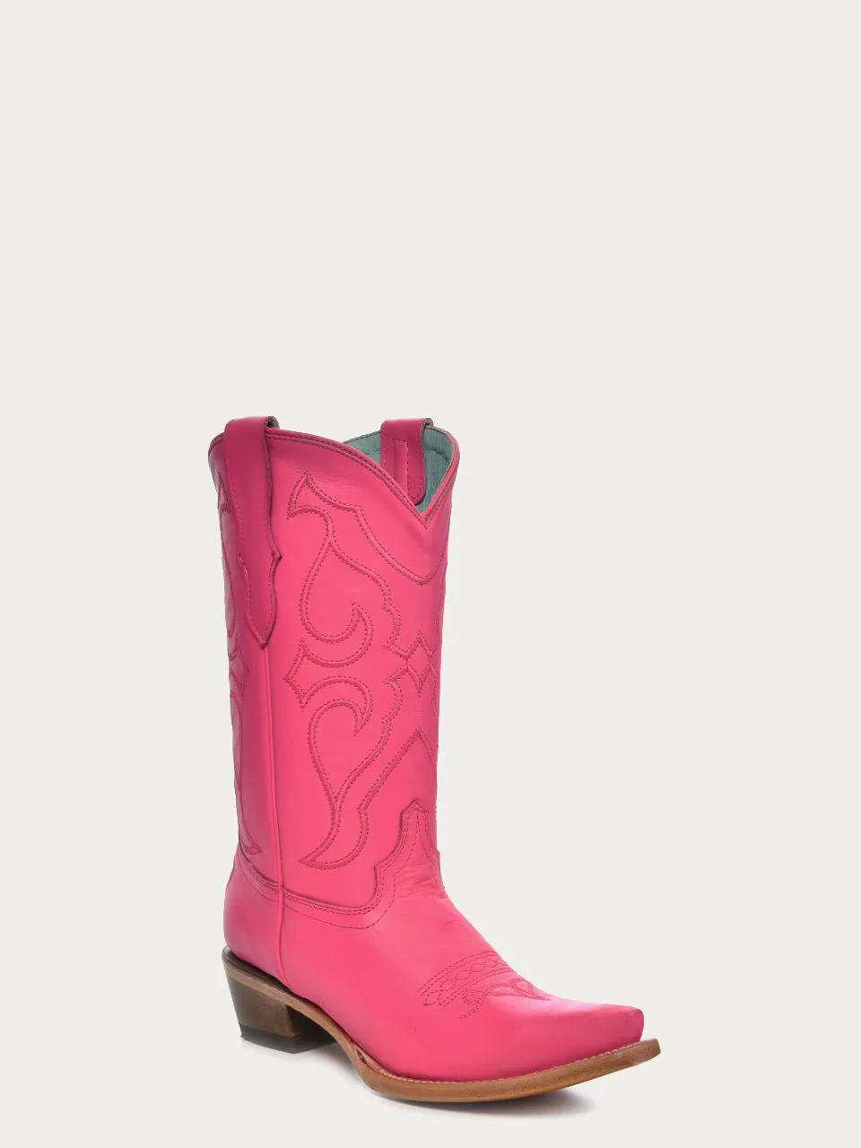 T0148 - TEEN'S EMBROIDERY FUCHSIA SNIP TOE COWBOY BOOT