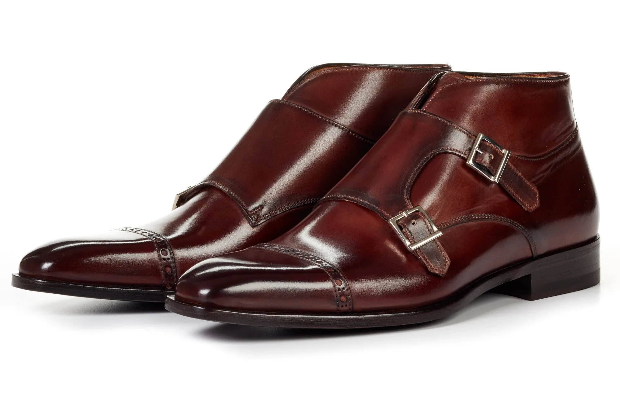 The Heston Double Monk Strap Boot - Chocolate