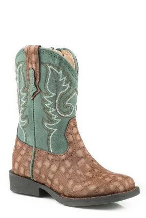 Toddler Roper Gator Brown and Green Boots