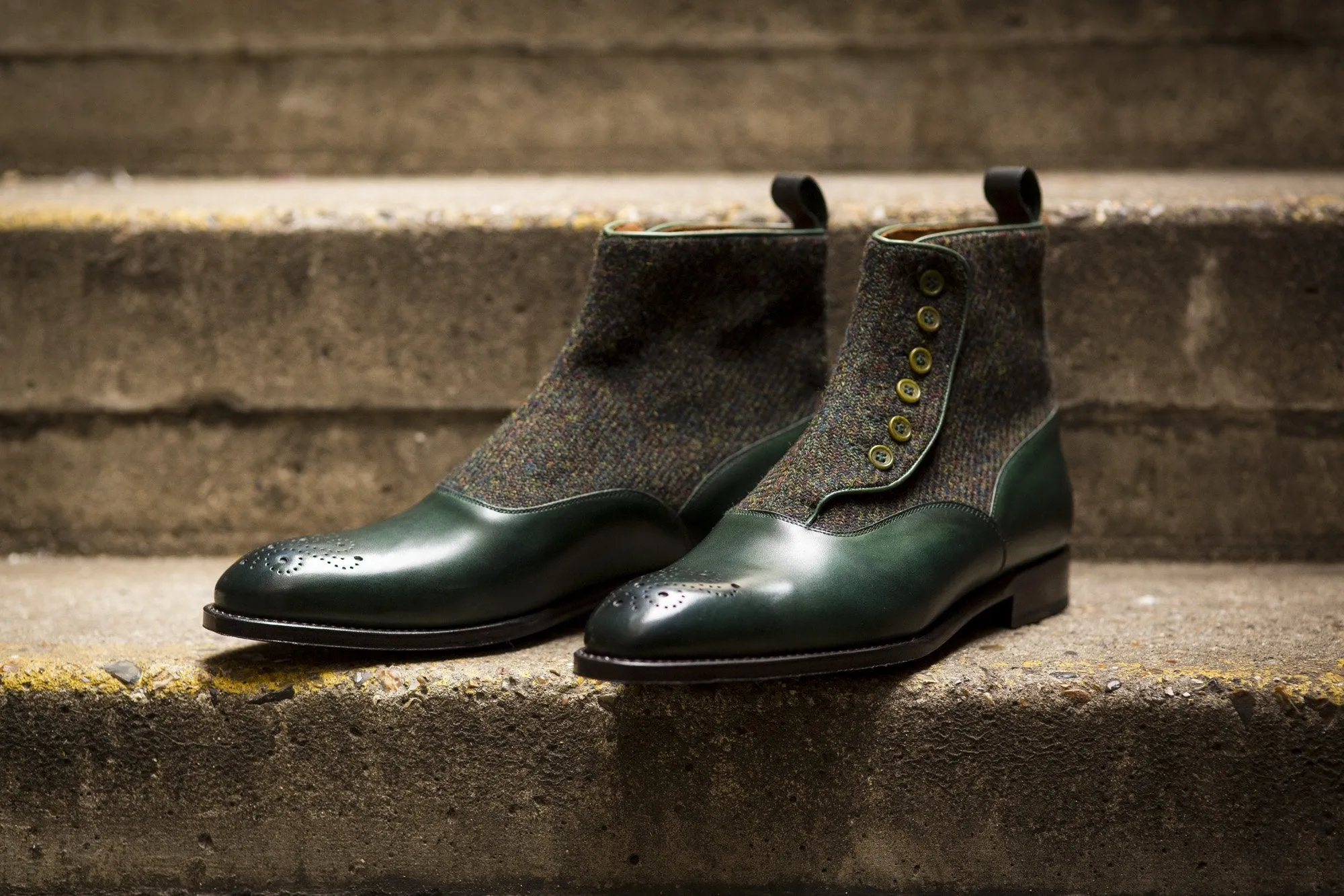 Westlake - MTO - Forest Green Calf / Moss Green Medley Tweed - NGT Last - Single Leather Sole