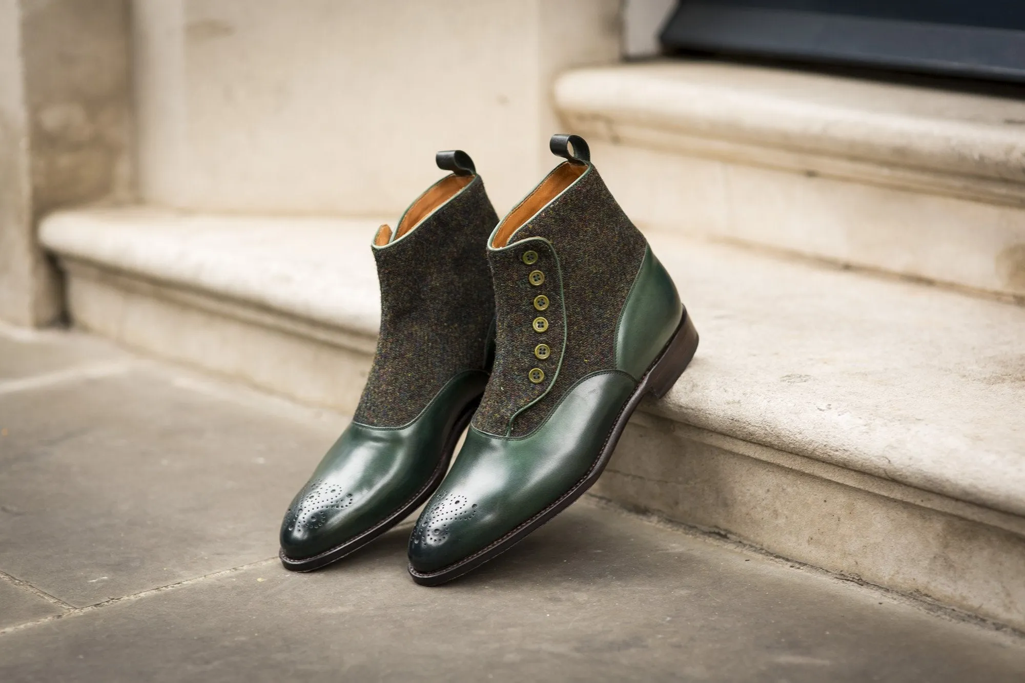 Westlake - MTO - Forest Green Calf / Moss Green Medley Tweed - NGT Last - Single Leather Sole