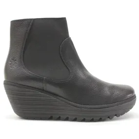 Yade398Fly Leather Women's Wedge Heel Chelsea Boots